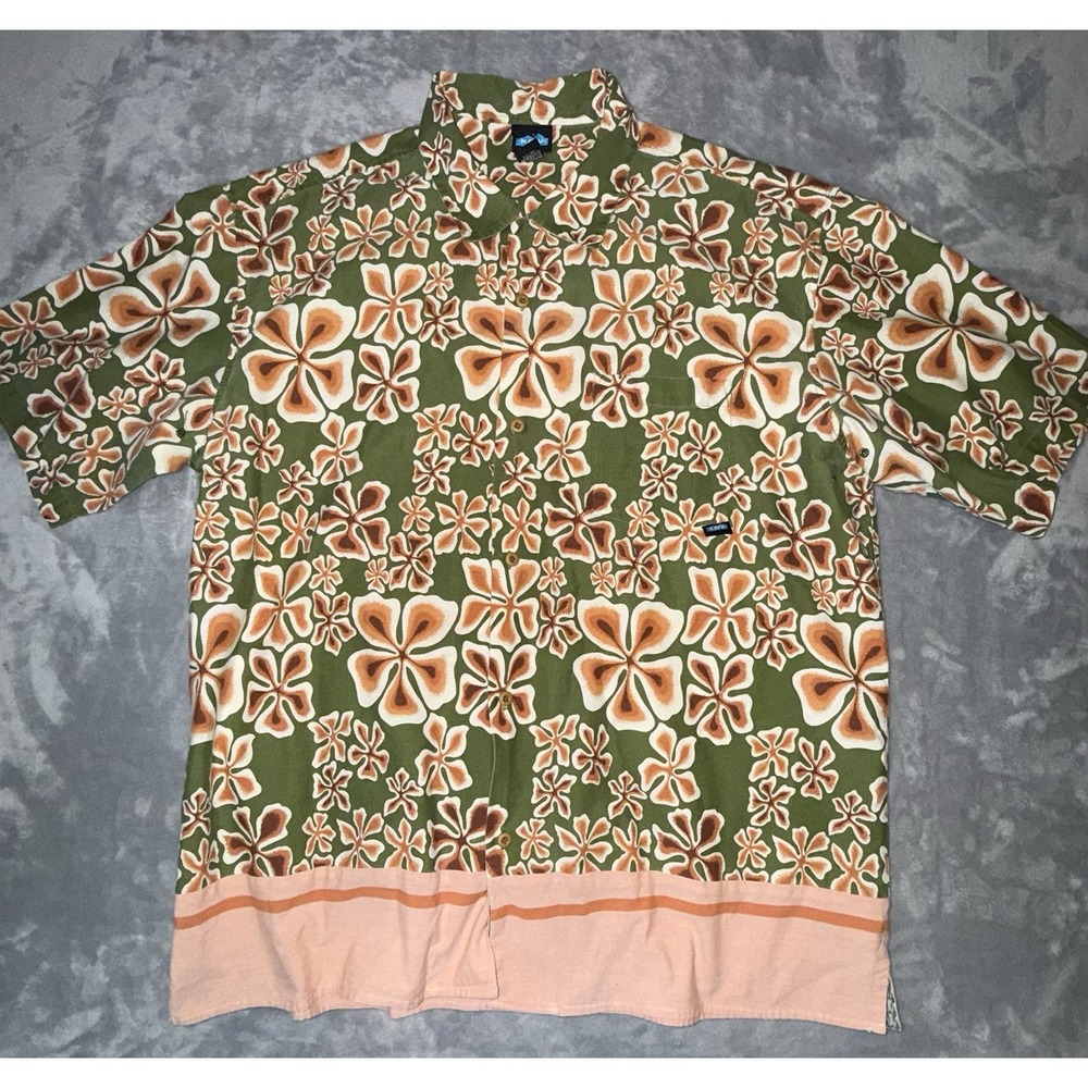 Kavu Short Sleeve Button Up Shirt Size XL Aloha Hawaiian Tiki Floral Retro